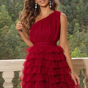One-Shoulder Sleeveless Dress