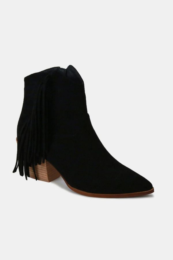 MayFair Suede Fringe Point Toe Ankle Boots - Image 2