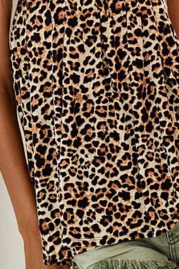 BiBi Leopard Printed Jersey Knit Gathering Cami Top - Image 3