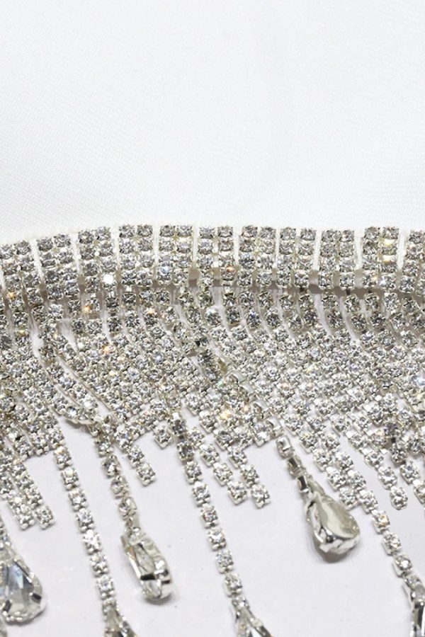 Rhinestone Tassel Hem Bodycon Dress - Image 5