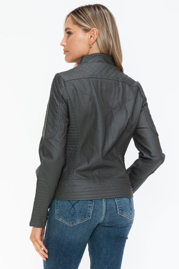 Salvia Ettore Faux Leather Zip Up Mock Neck Jacket - Image 3