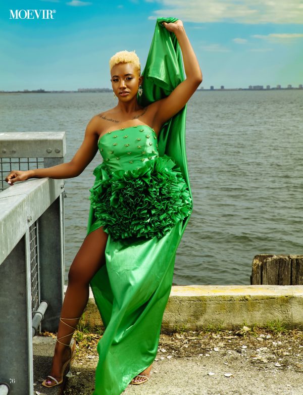 Couture Green Ruffle Dress - Image 2