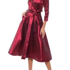Taffeta Midi Dress – Smooth Structured Comfort at Events