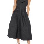 Oversized Ribbon Bow A‑Line Midi Dress – Flare & Comfort
