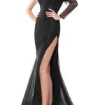 One Shoulder Mesh Feathered Mermaid Gown – Wholesale Sale