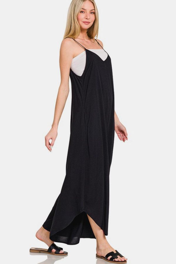 Zenana Spaghetti Strap Wide Leg Overalls with Pockets - Image 3
