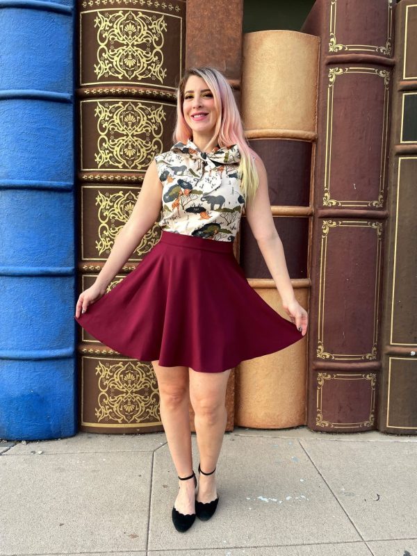 Burgundy Skater Skirt - Image 2