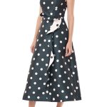 off-shoulder neckline Teal Ruffle Skirt with Polka-Dots