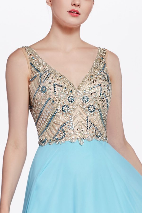 A-line chiffon dress – Lightweight Sky Blue Prom Perfection - Image 2