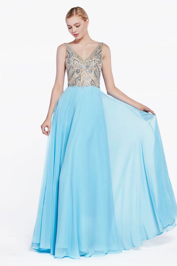 A-line chiffon dress – Lightweight Sky Blue Prom Perfection - Image 5