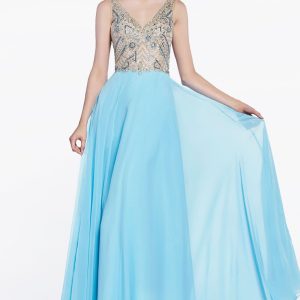 A-line chiffon dress – Lightweight Sky Blue Prom Perfection