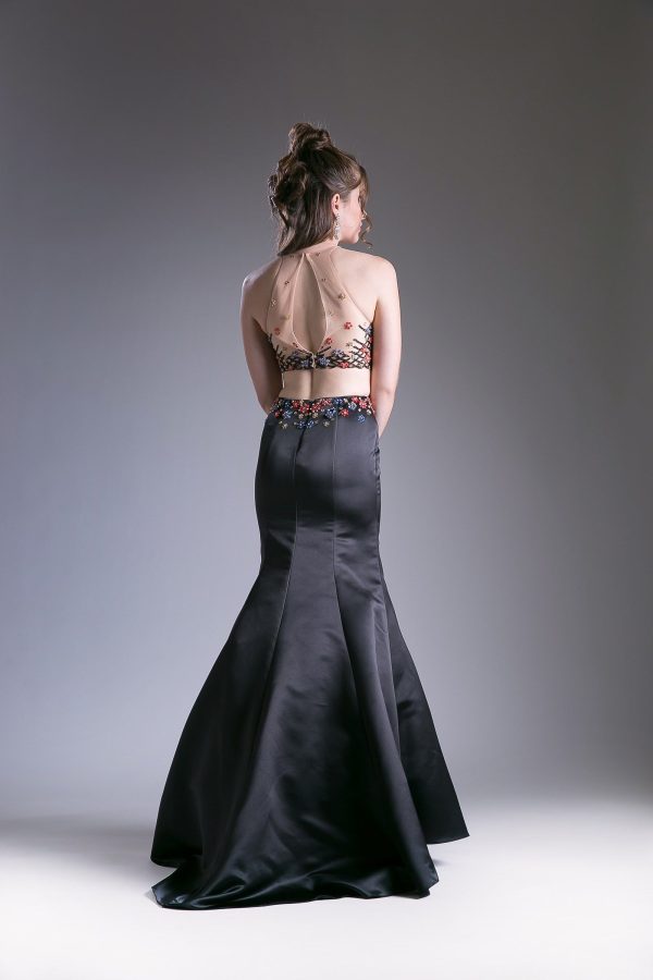 Beaded Sateen 2 Piece Mermaid Dress – Sparkling Open‑Back Gown - Image 2