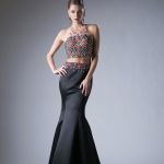 Beaded Sateen 2 Piece Mermaid Dress – Sparkling Open‑Back Gown