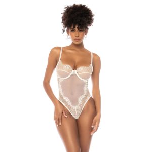 Mesh and Lace Underwire Bodysuit – Adjustable Support