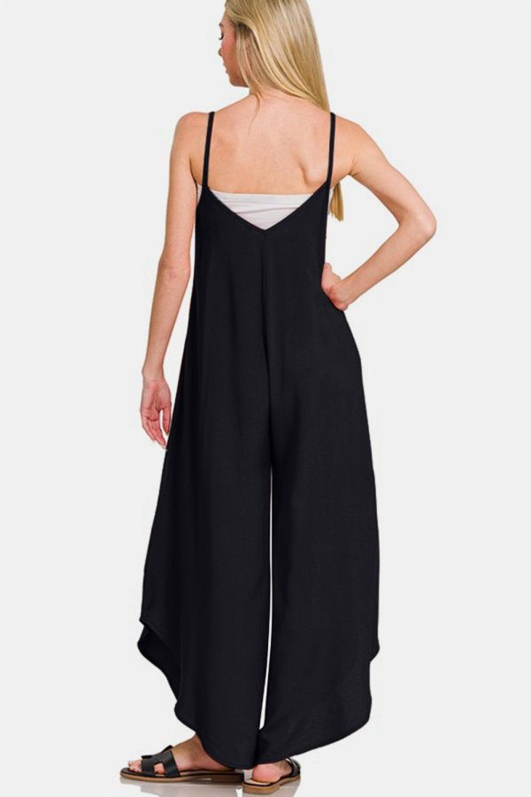 Zenana Spaghetti Strap Wide Leg Overalls with Pockets - Image 2