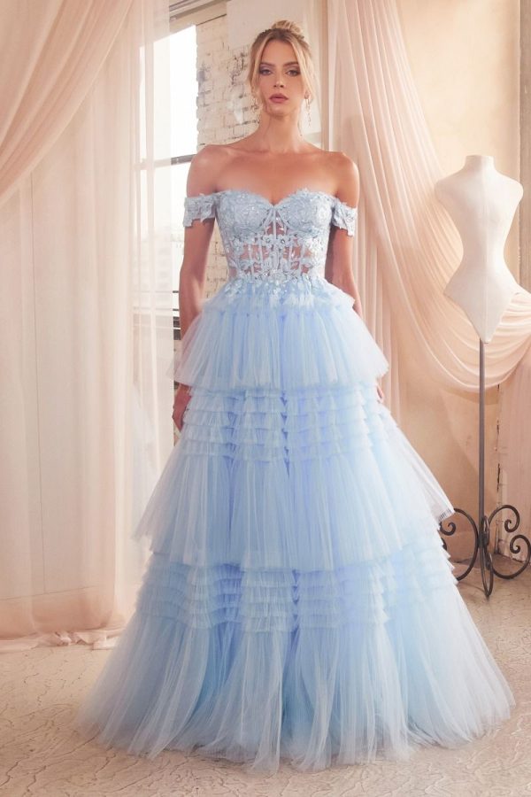 Pleated Tulle Ball Gown – Layered Pleats & Off‑Shoulder Glam - Image 6