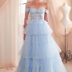 Pleated Tulle Ball Gown – Layered Pleats & Off‑Shoulder Glam