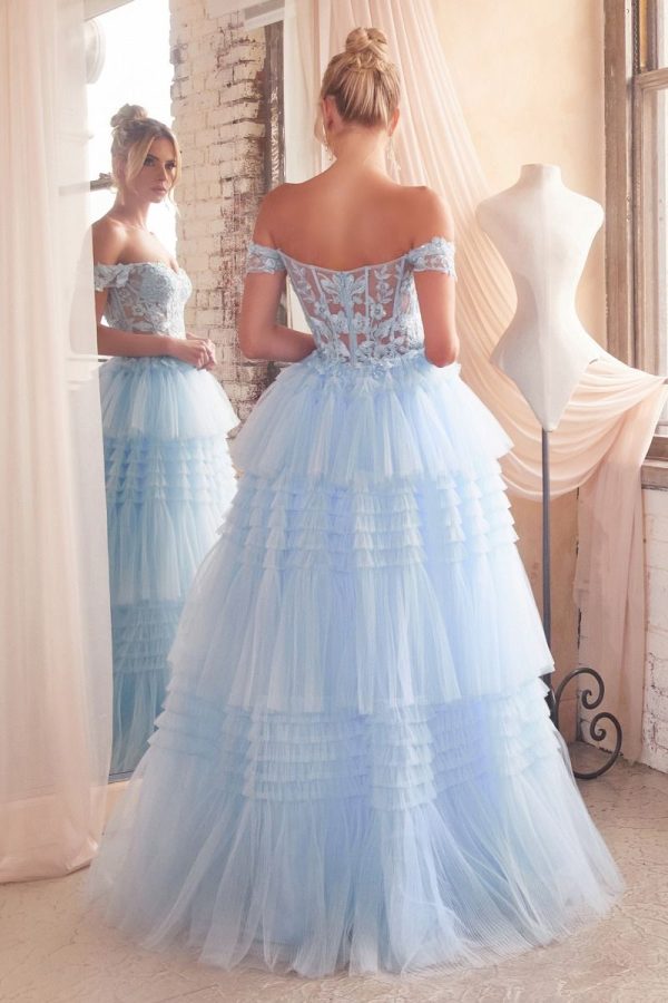 Pleated Tulle Ball Gown – Layered Pleats & Off‑Shoulder Glam - Image 3