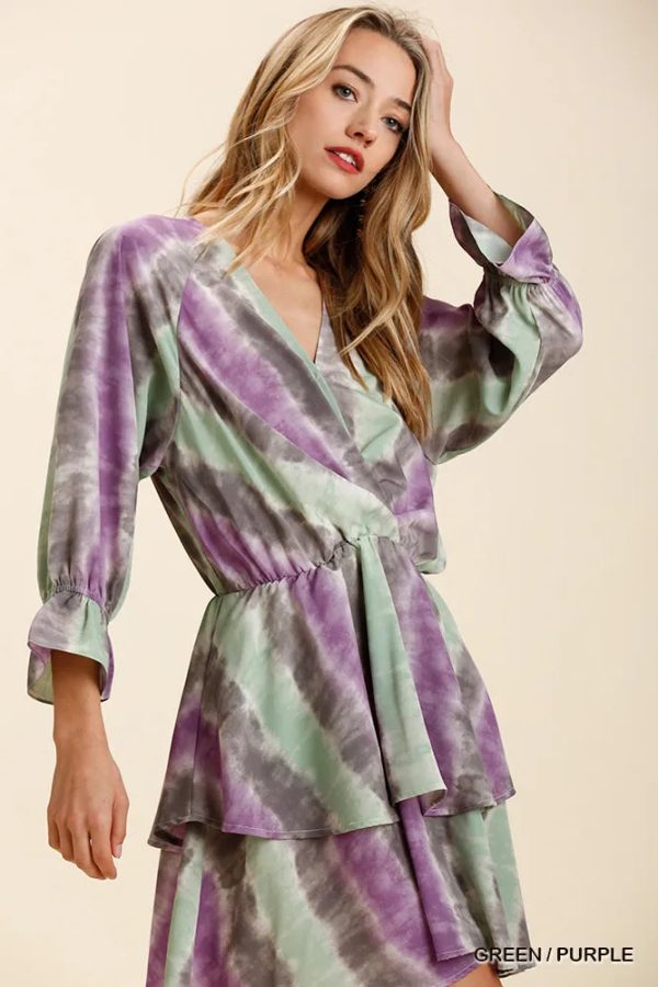 Umgee Tie Dye Ruffled Layered Dress with Elastic Waistband - Image 4