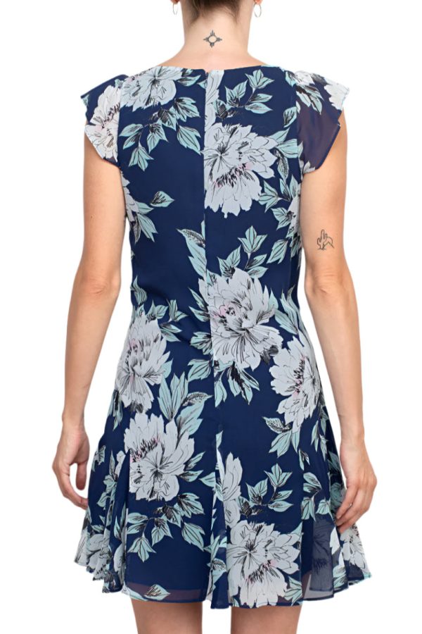 Adrianna Papell Dress Lightweight Chiffon Floral Godet - Image 5