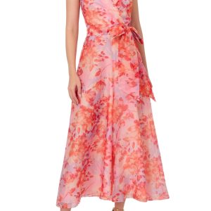 Adrianna Papell Jumpsuit Wide-Leg Organza Floral Statement