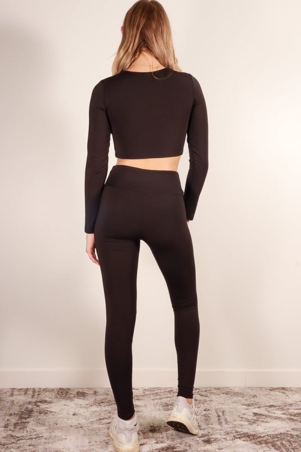 Long Sleeve Crop Top & High Waist Leggings Activewear Set (CAPELLA) - Image 4