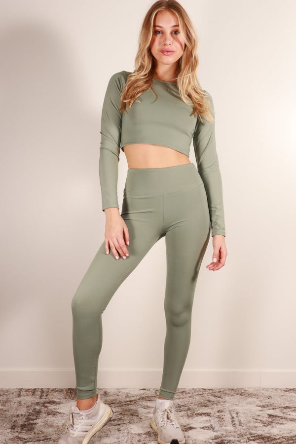 Long Sleeve Crop Top & High Waist Leggings Activewear Set (CAPELLA) - Image 9
