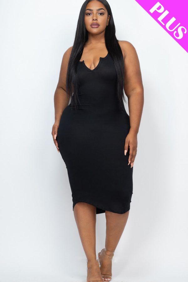 Plus Size Split Neck Tank Midi Dress (CAPELLA) - Image 6