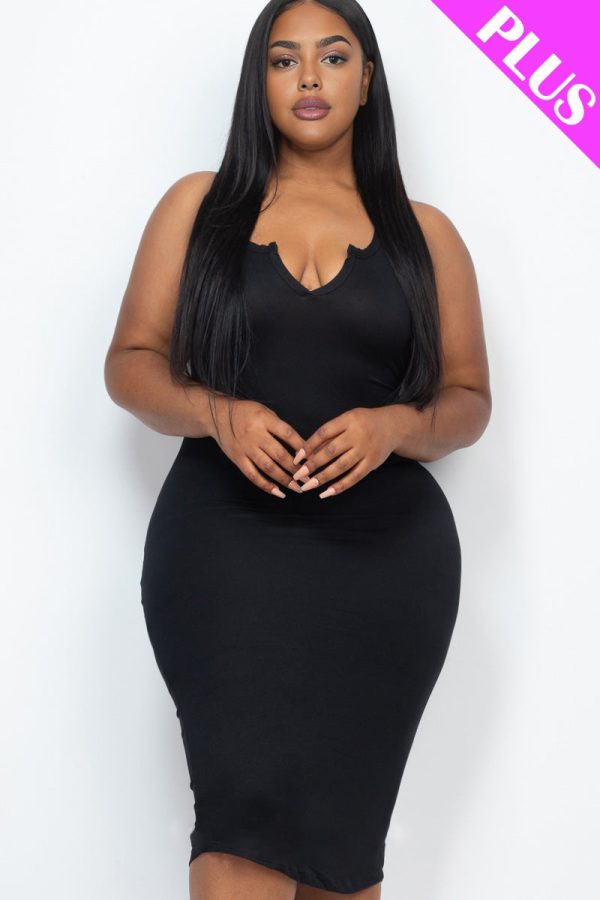 Plus Size Split Neck Tank Midi Dress (CAPELLA) - Image 2