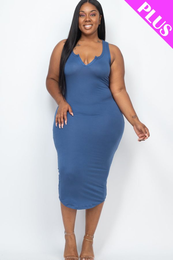 Plus Size Split Neck Tank Midi Dress (CAPELLA) - Image 10