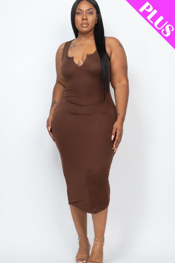 Plus Size Split Neck Tank Midi Dress (CAPELLA) - Image 14