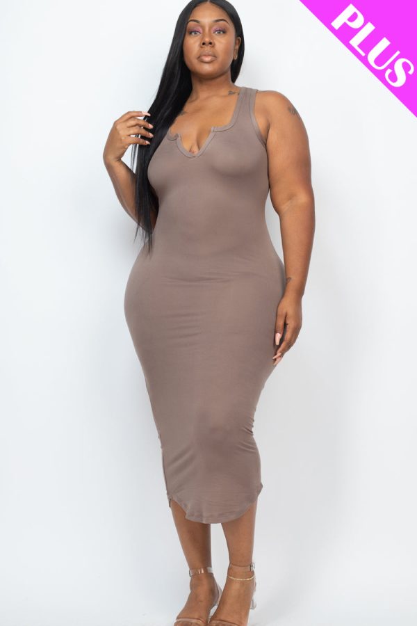 Plus Size Split Neck Tank Midi Dress (CAPELLA) - Image 22
