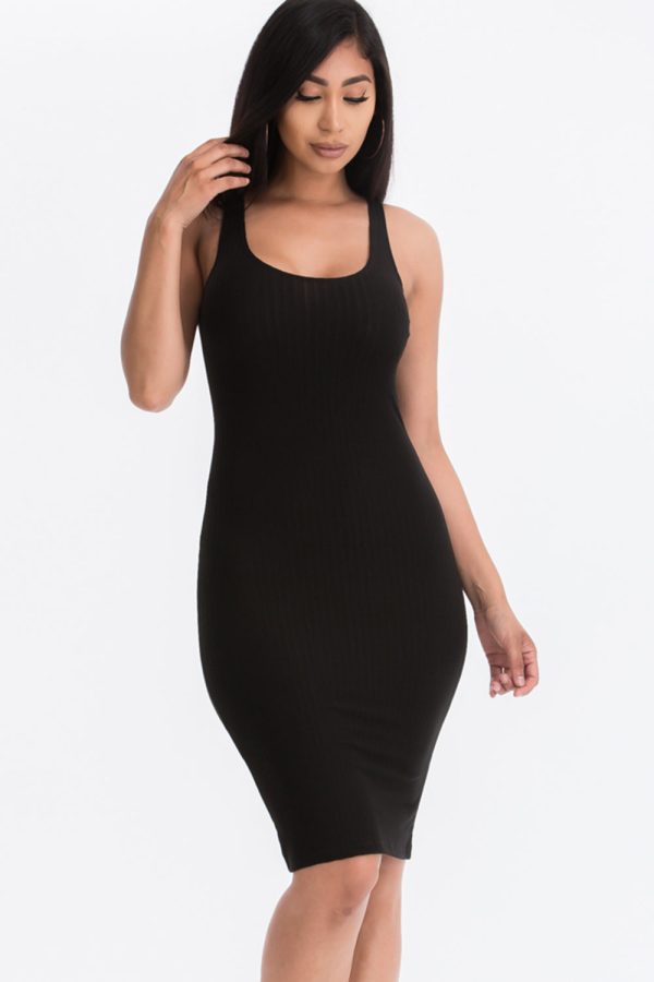 Ribbed Back Slit Bodycon Dress (CAPELLA) - Image 8