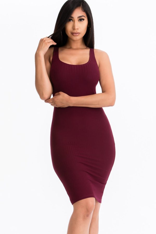 Ribbed Back Slit Bodycon Dress (CAPELLA) - Image 11