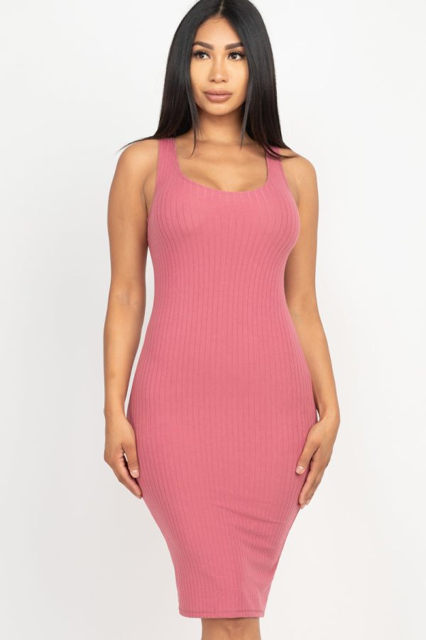 Ribbed Back Slit Bodycon Dress (CAPELLA) - Image 13