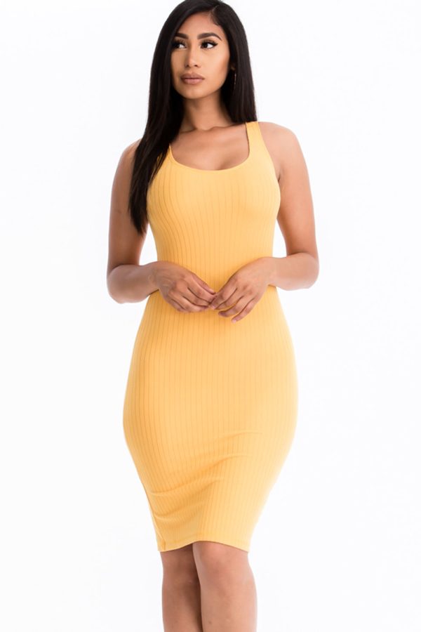 Ribbed Back Slit Bodycon Dress (CAPELLA) - Image 16