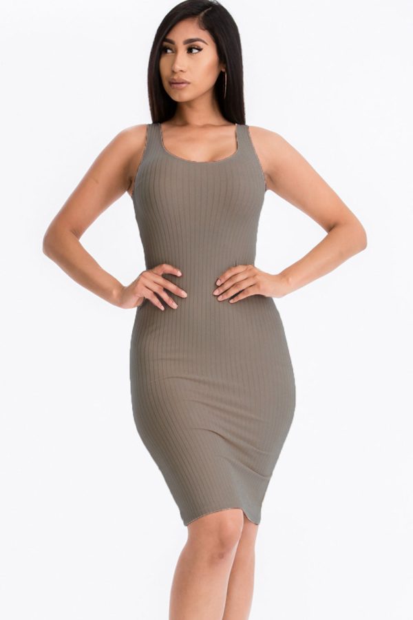 Ribbed Back Slit Bodycon Dress (CAPELLA) - Image 38
