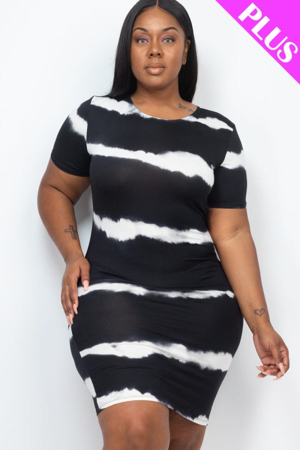 Plus Size Tie-dye Print Bodycon Dress (CAPELLA) - Image 7