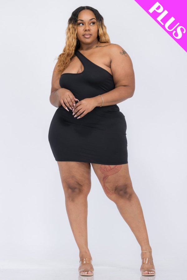 Plus Size One Shoulder Bodycon Mini Dress (CAPELLA) - Image 8