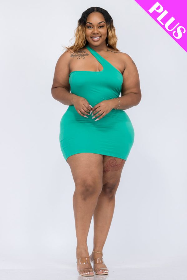 Plus Size One Shoulder Bodycon Mini Dress (CAPELLA) - Image 14