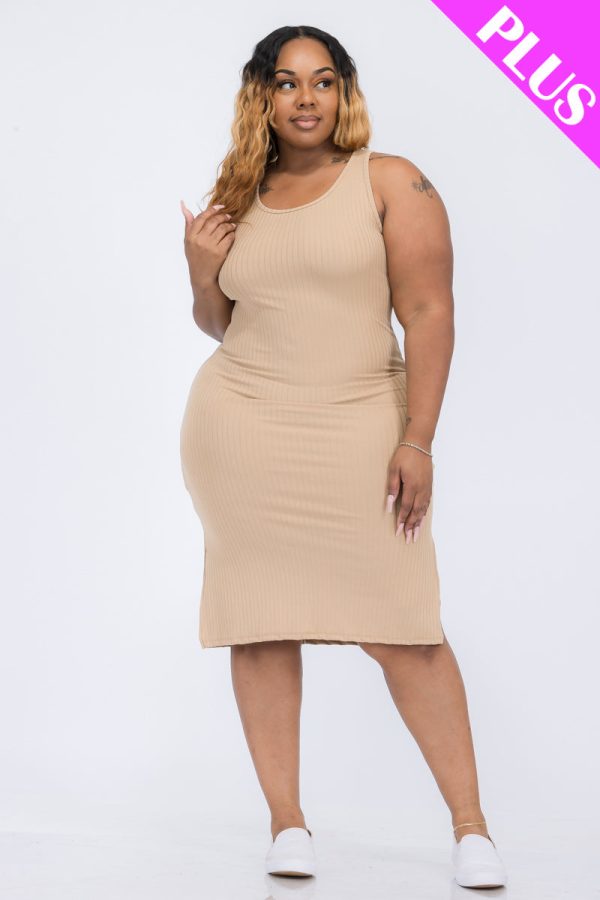 Plus Size Ribbed Knit Midi Dress - Dusty Blue - Image 20