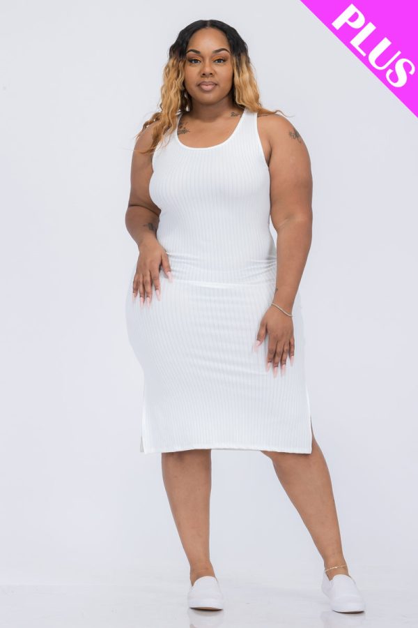 Plus Size Ribbed Knit Midi Dress - Dusty Blue - Image 29