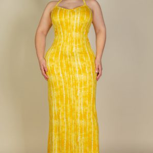 Plus Size Tie Dye Printed Cami Bodycon Maxi Dress (CAPELLA)
