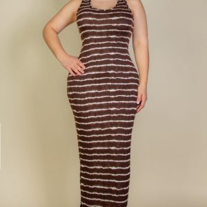 Plus Size Tie Dye Printed Tank Bodycon Maxi Dress (CAPELLA)
