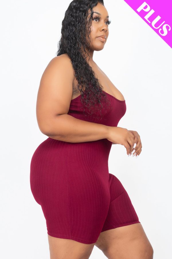 Plus Ribbed Bodycon Romper Stretchy & Comfortable - Image 2