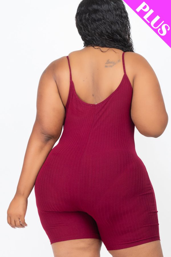 Plus Ribbed Bodycon Romper Stretchy & Comfortable - Image 3