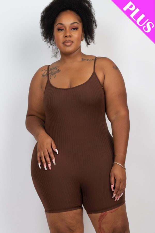 Plus Ribbed Bodycon Romper Stretchy & Comfortable - Image 13