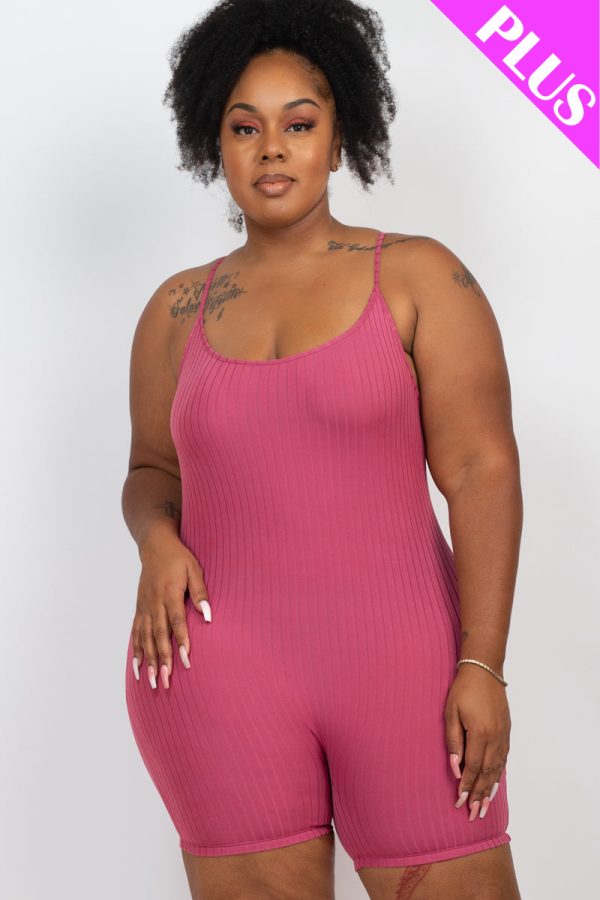 Plus Ribbed Bodycon Romper Stretchy & Comfortable - Image 15