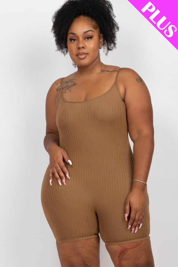 Plus Ribbed Bodycon Romper Stretchy & Comfortable - Image 20
