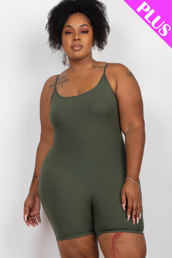 Plus Ribbed Bodycon Romper Stretchy & Comfortable - Image 23